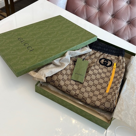 NWT GUCCI GG canvas track pants M